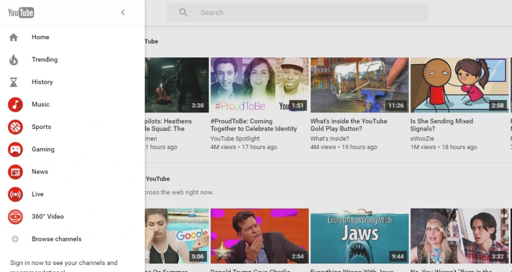 YouTube Material Design new