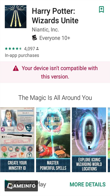 Wizards Unite Device isn't Compatible Error