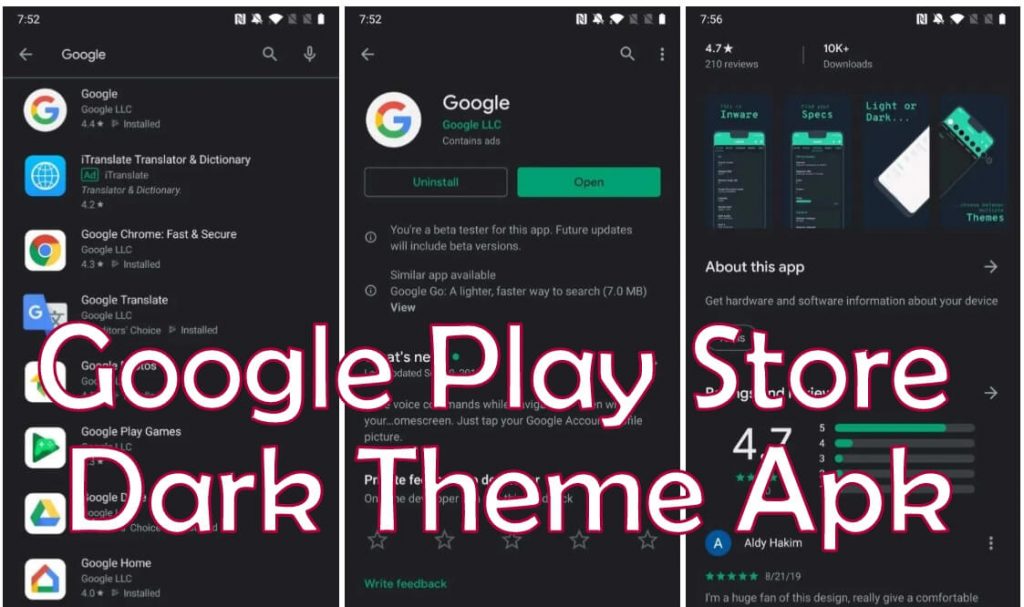 google play store dark mode