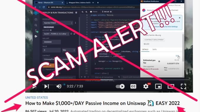$1,000 per day on Uniswap Liquidity Bot Front Running Scam YouTube