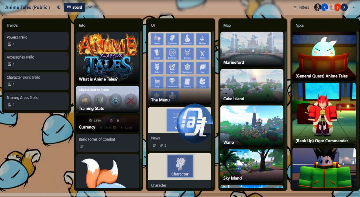 Anime Tales Trello link - Tips, tricks, and game details