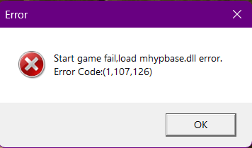 start game fail load mhypbase.dll error​