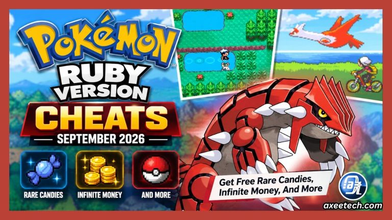 Pokémon Ruby Game Boy Advance cartridge and title screen artwork featuring Groudon.