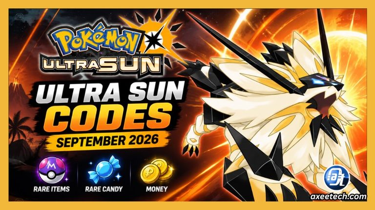 Pokémon Ultra Sun title screen showing Solgaleo artwork in the Alola region.