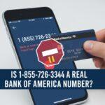 A visual representation of a phone screen showing a suspicious Bank of America call, highlighting the need to hang up and verify the number using the back of a debit card.