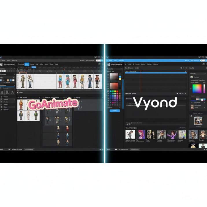Best GoAnimate Alternative: Top Animation Makers Guide 1 Visual comparison of old GoAnimate interface with modern Vyond style software.