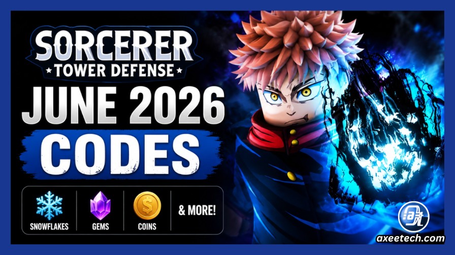 Roblox Sorcerer Tower Defense characters fighting curses with codes text overlay