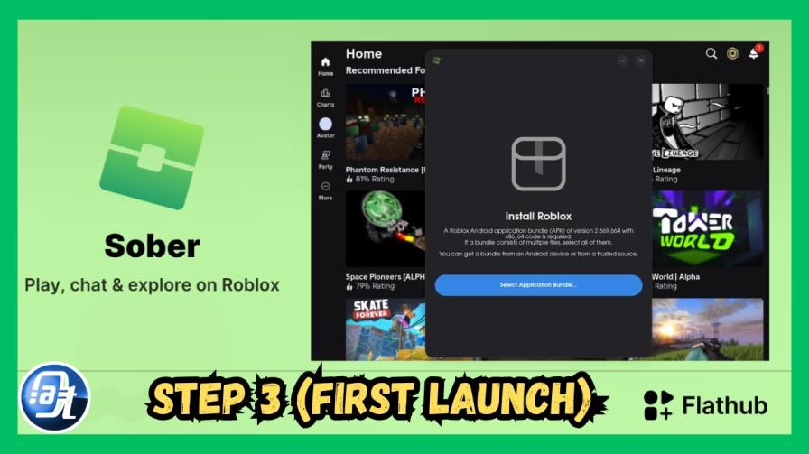 Screenshot of Sober's first-launch screen downloading the Roblox APK — this is the moment most users panic thinking something is wrong, so showing it is very reassuring