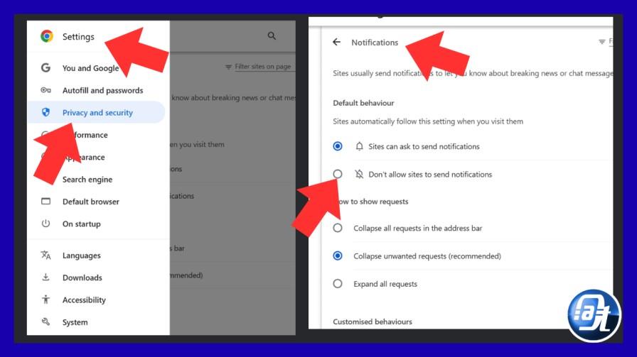 How to remove rbx999fry notifications from Google Chrome — Site Settings Notifications panel