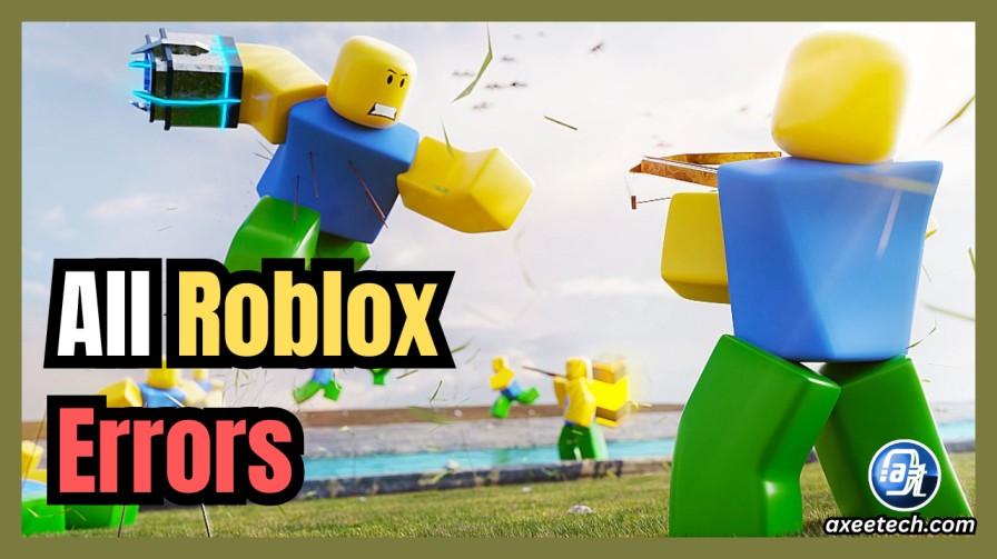 A complete guide to fixing all Roblox errors, showing a frustrated Roblox avatar next to a disconnected error message box.