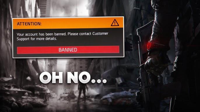The Division 2 Easy Anti-Cheat ban warning sign showing account suspension risk for using cheats and trainers in PvP and Dark Zone gameplay