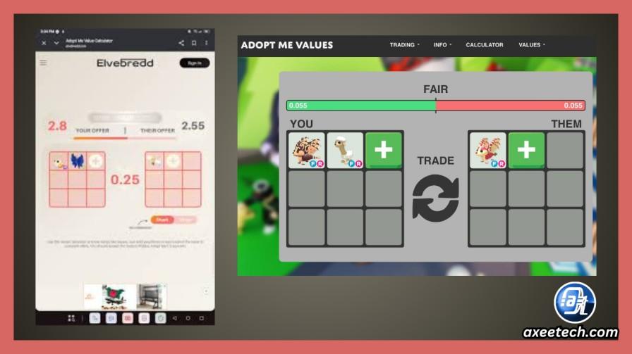 Elvebredd calculator vs AdoptMeValues.gg 