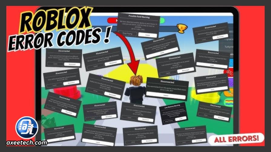 Infographic explaining Roblox error code number ranges, including 200s for connection drops, 500s for server join issues, and 700s for teleport failures.