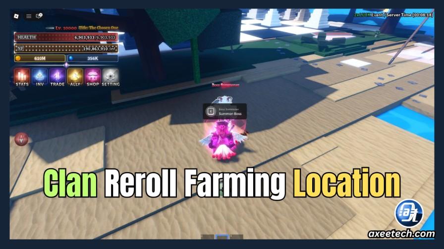Map locations to farm Clan Rerolls in Sailor Piece highlighting boss spawns like Gilgamesh and Alucard.