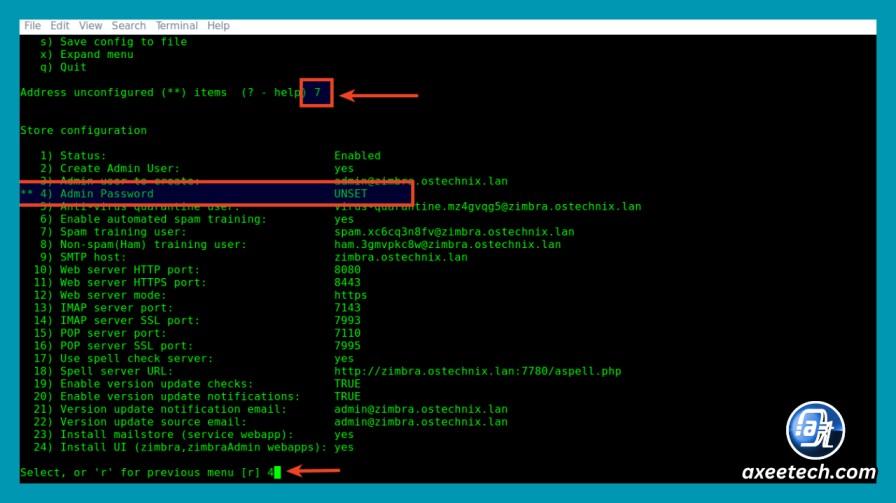 Zimbra free installation on Ubuntu 22.04 terminal showing the interactive package selection menu with zimbra-ldap, zimbra-mta, and zimbra-store components selected"