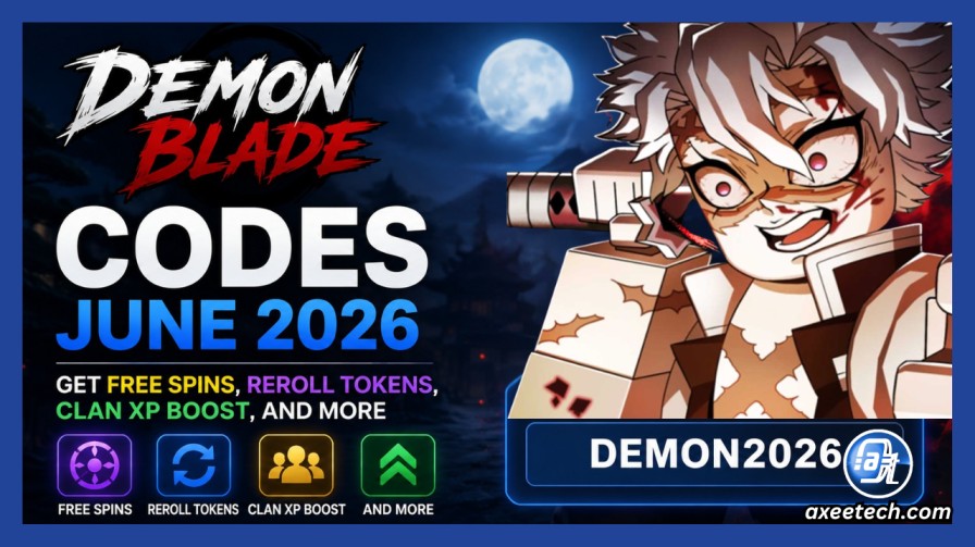 Demon Blade Codes June 2026: Get Free Spins, Reroll Tokens, Clan XP Boost, And More 1 Roblox Demon Blade gameplay screenshot showing a character wielding a glowing katana with promo code text overlay.
