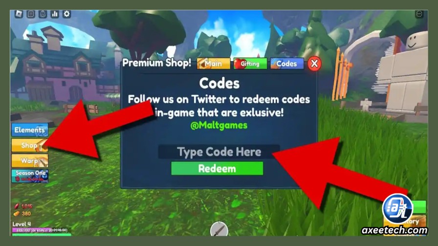 Roblox Elementalism Codes (May 2026): Free Aureus, Mastery Spins and Cosmetic Rewards Guide 2 Elementalism redeem codes menu nine squares blue person button navigation