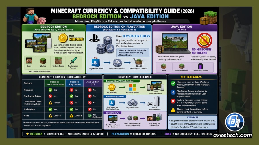How to Get Free Minecoins in Minecraft (2026): Every Legitimate Method Ranked 2 Minecraft Bedrock vs Java Edition Minecoins compatibility PlayStation Tokens