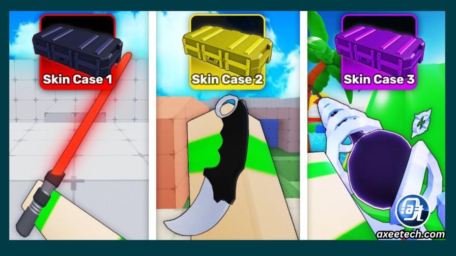 Rivals Skin Case Codes (2026): All Working Codes and Free Keys 5 Roblox Rivals Skin Case 1 2 and 3 comparison showing different weapon skins