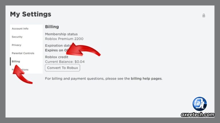 How To Redeem Roblox Gift Card 2026 Guide AxeeTech Roblox Credit Balance Billing Settings 768x431 