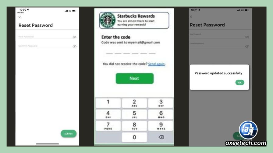 Starbucks partner password reset phone verification code text message
