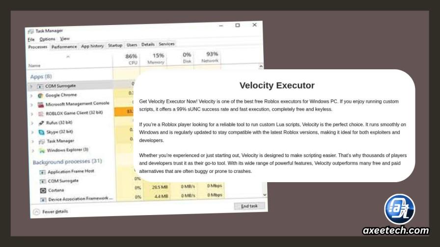 Velocity Executor (2026 Guide): Features, Safety, Setup & Troubleshooting 5 Velocity Executor CPU and RAM usage in task manager