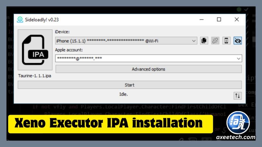 Xeno Executor IPA installation using Sideloadly on iPhone 