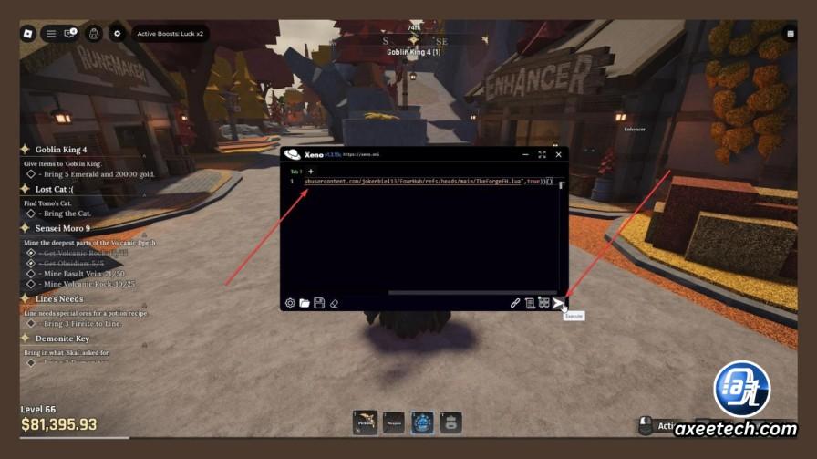 Xeno Executor successfully injecting script into Roblox game 
