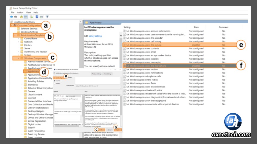Group Policy gpedit App Privacy Let Windows apps access microphone Force Allow