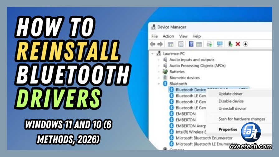 How to Reinstall Bluetooth Driver in Windows 11 and 10 (6 Methods, 2026) 1 How to reinstall Bluetooth driver Windows 11 10 six methods 2026 complete guide.