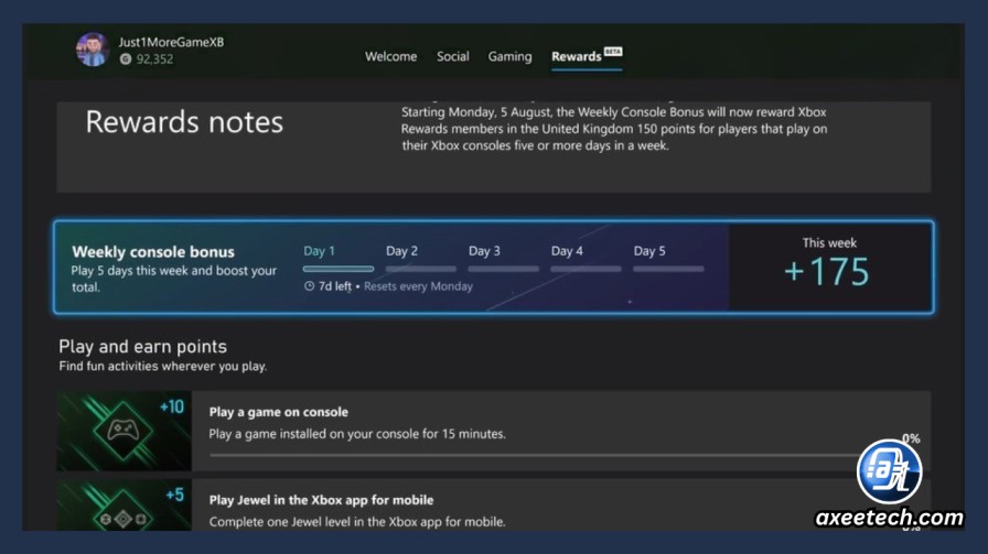 Microsoft Rewards Gold tier Xbox Game Pass Ultimate weekly console bonus PC bonus earnings. 