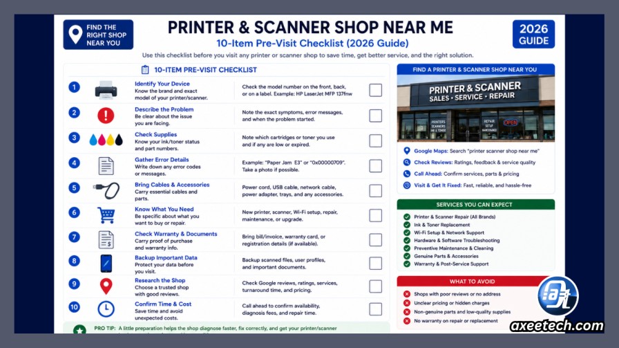  Printer scanner shop near me 10 item pre-visit checklist 2026. 