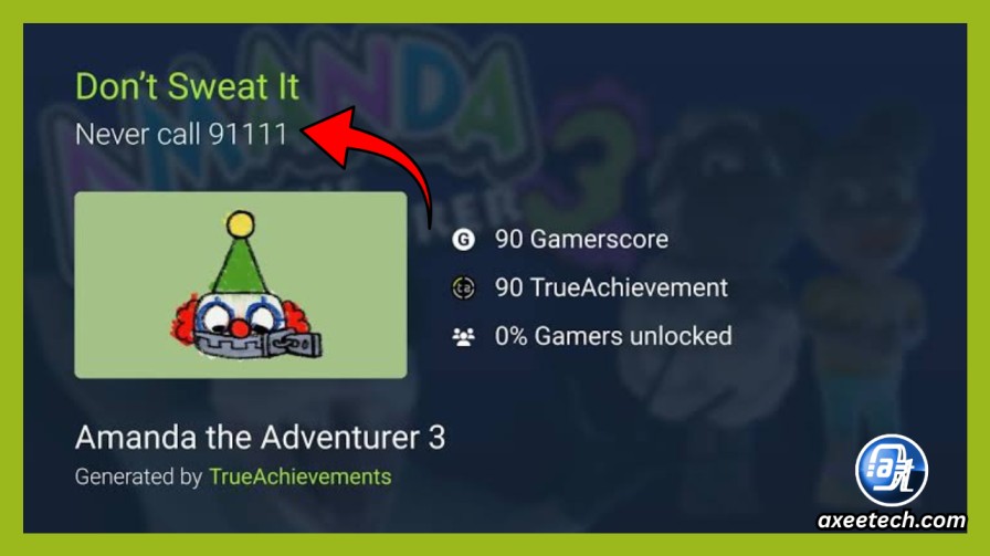 All Amanda the Adventurer 3 Codes & Puzzle Solutions (100% Walkthrough) 3 Amanda the Adventurer 3 Blabbot 91111 hint screen showing achievement void warning