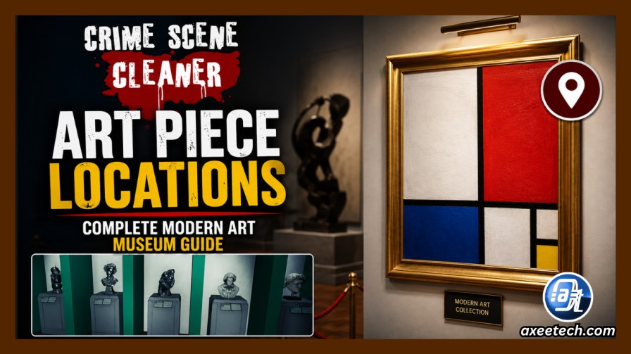 Crime Scene Cleaner Art Piece Locations in Modern Art Museum with T-Rex skeleton