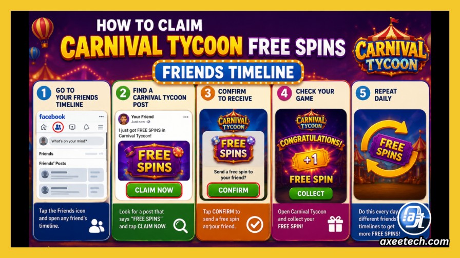 How to claim Carnival Tycoon free spins FRIENDS TIMELINE