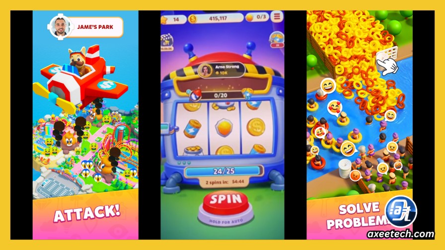 Carnival Tycoon slot machine spin outcomes coins batteries raid attack