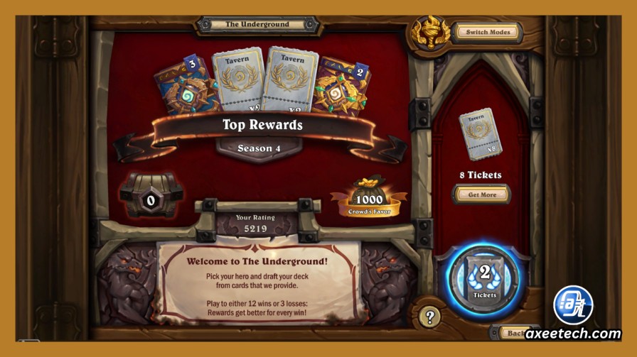 Hearthstone The Underground format 12 win Re-Draft on Loss entry