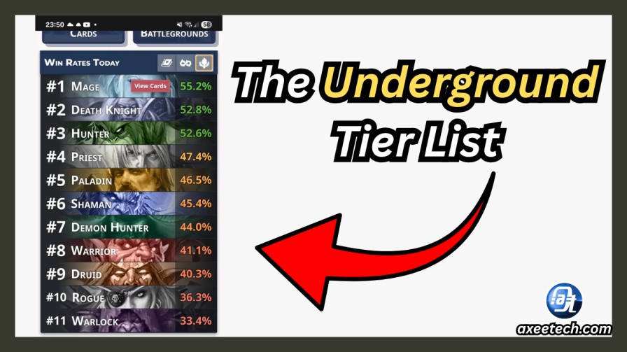 Mage Hearthstone Underground Arena best class 54 percent win rate