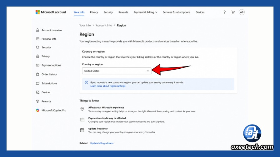 Microsoft Rewards Glitch or Not Working? Every Fix for 2026 11 Microsoft account region setting page used to fix Rewards location mismatch
