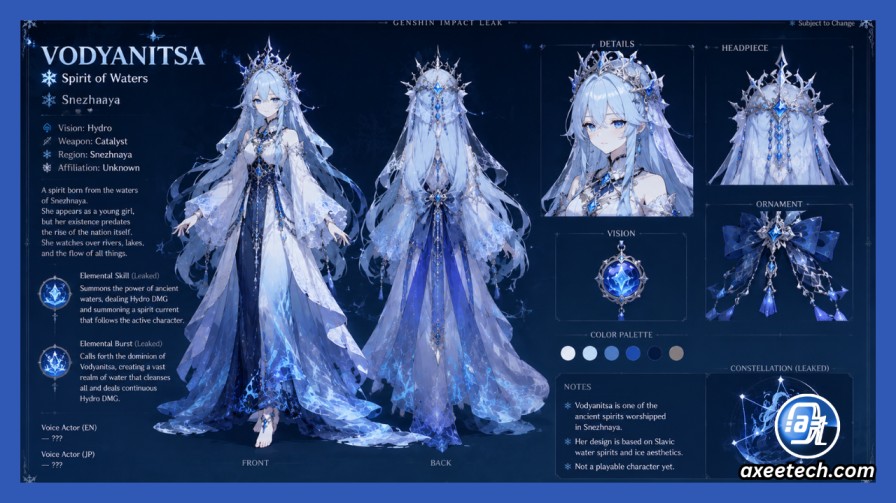 Genshin Impact 7.x Tsaritsa and Snezhnaya Leaks: Everything Confirmed and Rumored 6 Vodyanitsa leaked character design Genshin Impact Snezhnaya