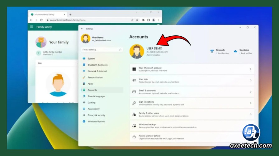 Windows 11 Settings Accounts page showing sign in with Microsoft account option 