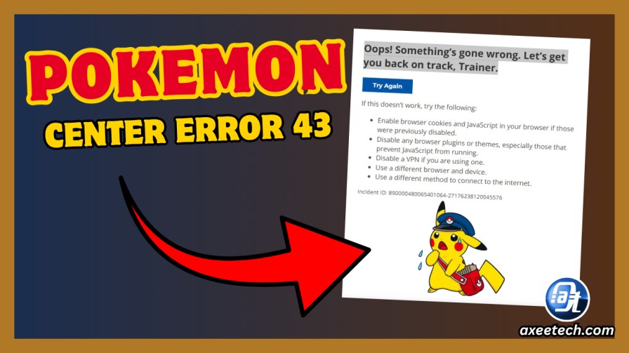 Pokemon Center Error 43 message on checkout screen 