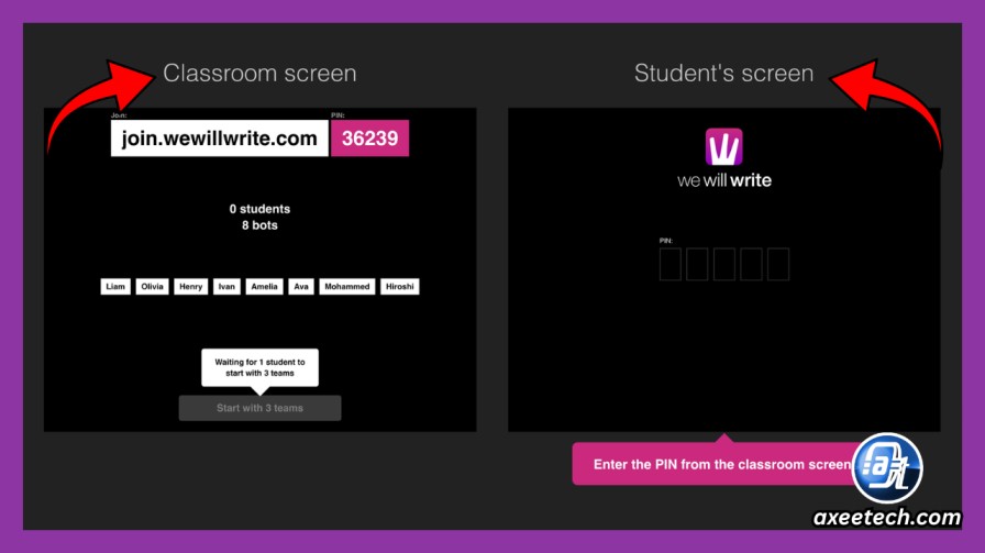Student joining WeWillWrite on a Chromebook 
