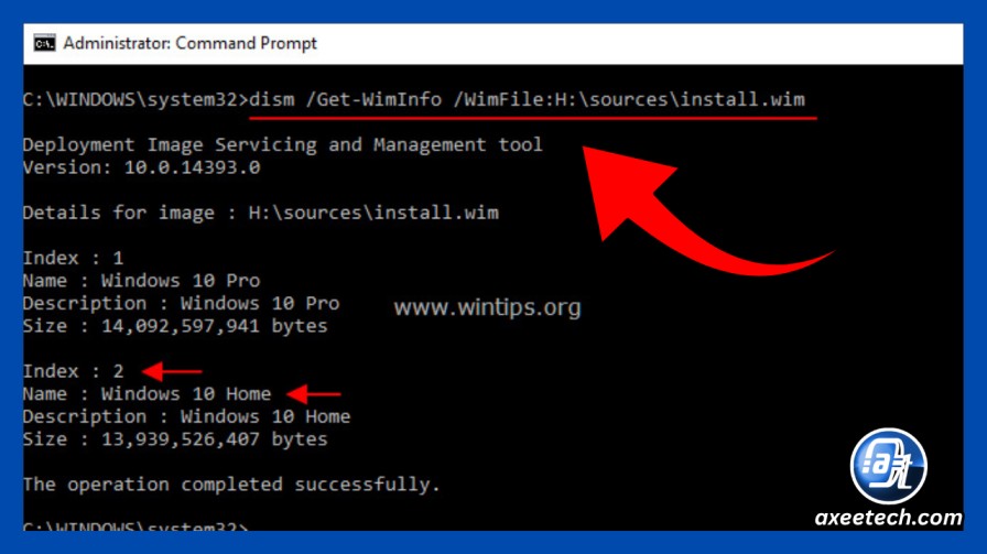 Command Prompt showing DISM export command
