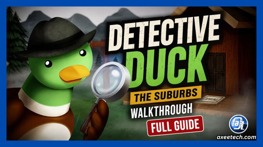 Detective Duck: The Suburbs Walkthrough (Full Guide) 1 Detective Duck front yard with axe on the ground