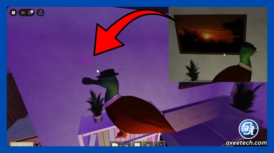 Detective Duck: The Suburbs Walkthrough (Full Guide) 5 Sunset painting hiding a UV revealed code