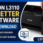 Epson L3110 EcoTank printer overview showing front panel and ink tanks