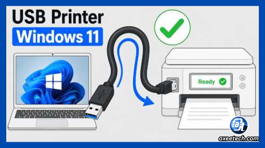 USB cable firmly connecting the Epson L3110 printer to a Windows laptop
