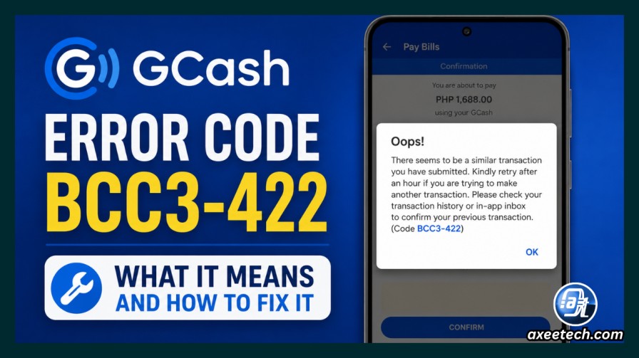 GCash bill already processed error code BCC3-422 screen 