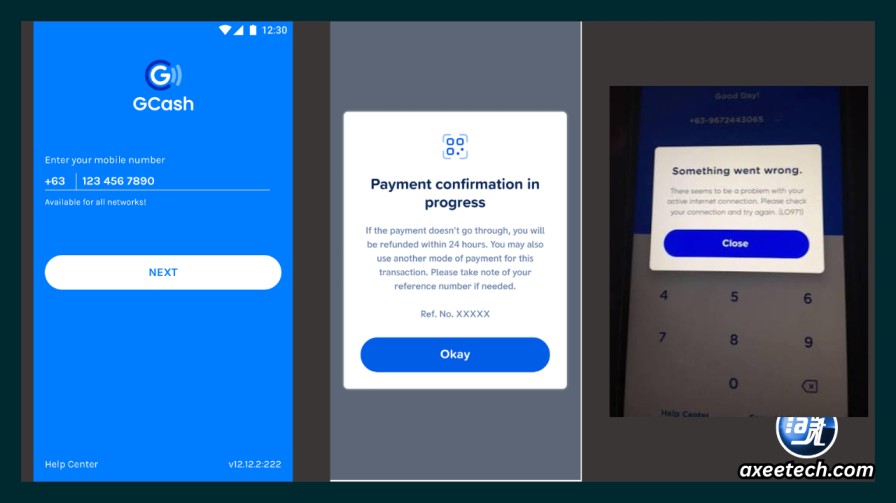 GCash login screen separate from payment errors 